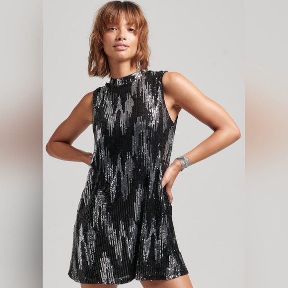 Superdry Sequin A Line Mini Dress, size US 8 - Picture 11 of 12